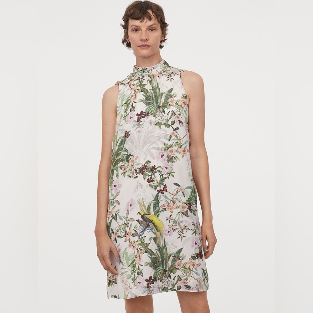 H&M Floral Print Satin Dress (S)